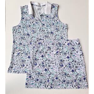 Croft and Barrow Paisley Collard Sleeveless Top & Mini Skort Set Women's M/L